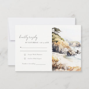 Big Sur, Kalifornien Landschaft Aquarell Hochzeit RSVP Karte