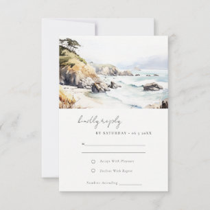 Big Sur, Kalifornien Landschaft Aquarell Hochzeit RSVP Karte