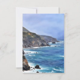 Big Sur Ocean Cliff Sea Art Flat Note Card Dankeskarte
