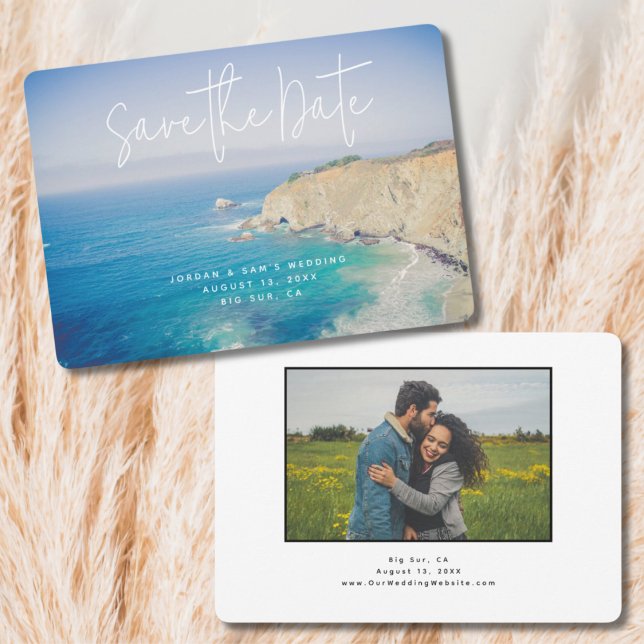 Big Sur Wedding Save the Date Foto Einladung (Big Sur Save the Date with Engagement Photo)