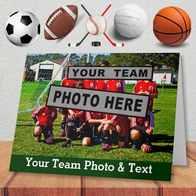 BIG TEAM FOTO-Karte mit Ihrem Text Karte (Sports Themed Cards for Any Sport. Coach Thank You Cards. Basketball themed cards. Hockey cards.)