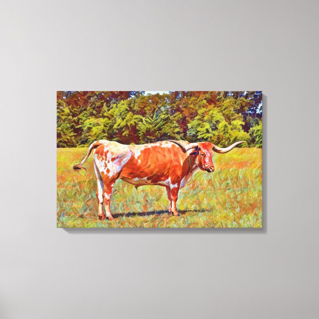 Big Texas Longhorn Kuh Leinwand Drucken (Vorderseite)
