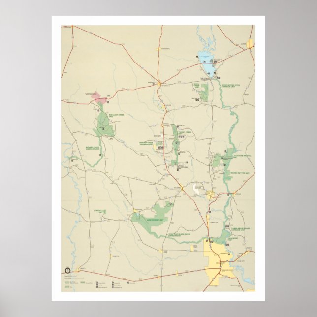 Big Thicket National Preserve Map (1993) Poster (Vorne)
