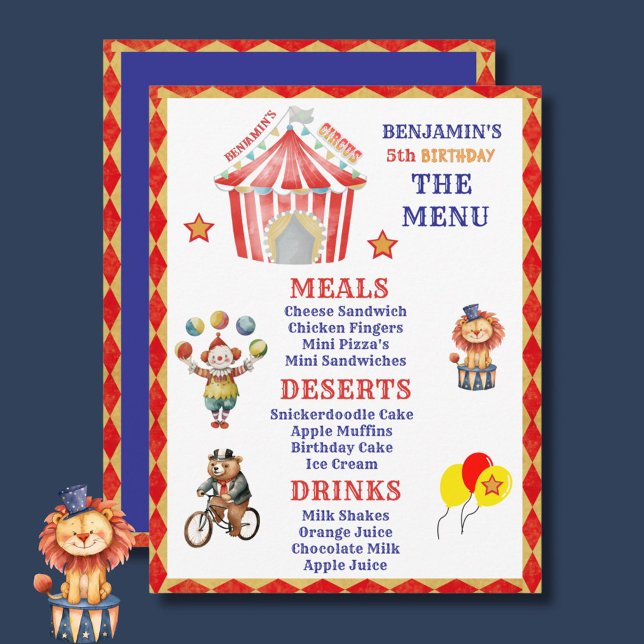 Big Top Carnival 5e Anniversaire Menu Budget (Créateur téléchargé)