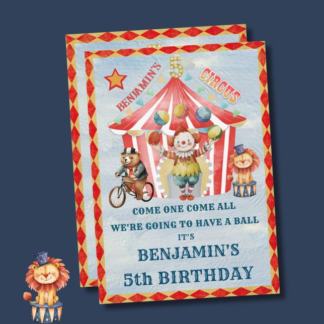Big Top Circus Karneval Fünfter Geburtstag Einladung (Von Creator hochgeladen)