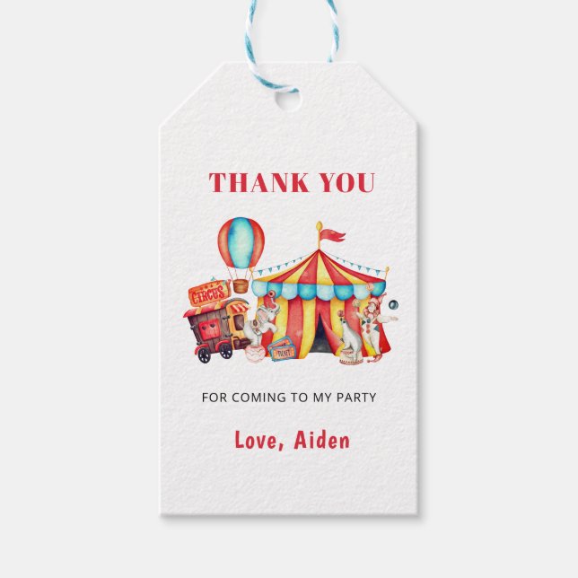 Big Top Circus Karneval Party Geschenkanhänger (Vorderseite)