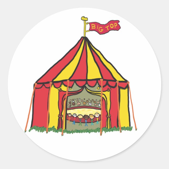 Big Top Circus Zelt Runder Aufkleber (Vorderseite)