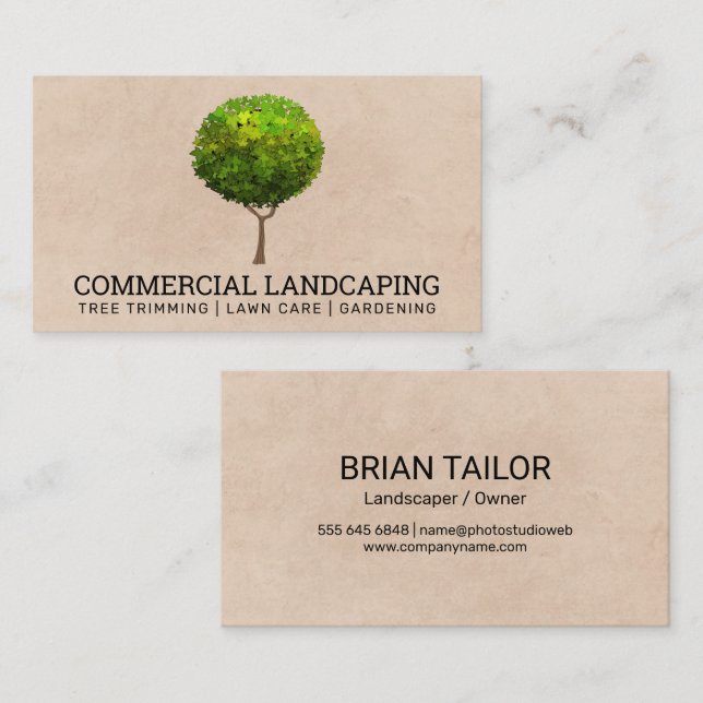 Big Tree Logo | Landscaping Tree Services Visitenkarte (Vorne/Hinten)