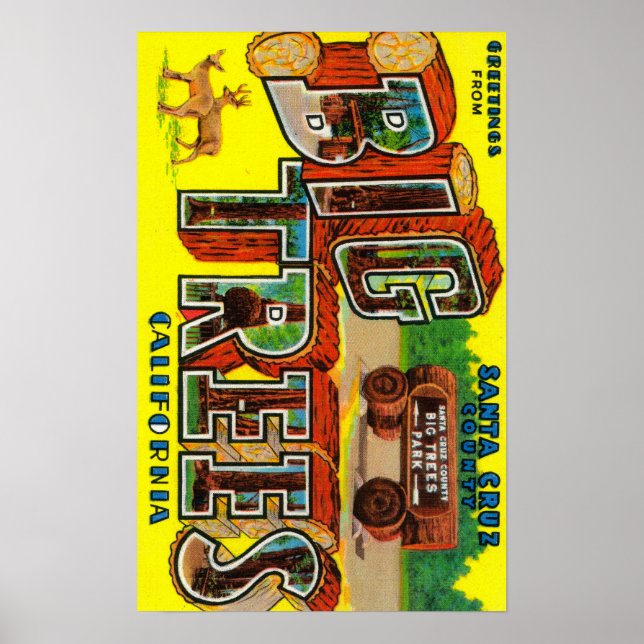 Big Trees, Kalifornien - Große Briefmarkenszenen Poster (Vorne)