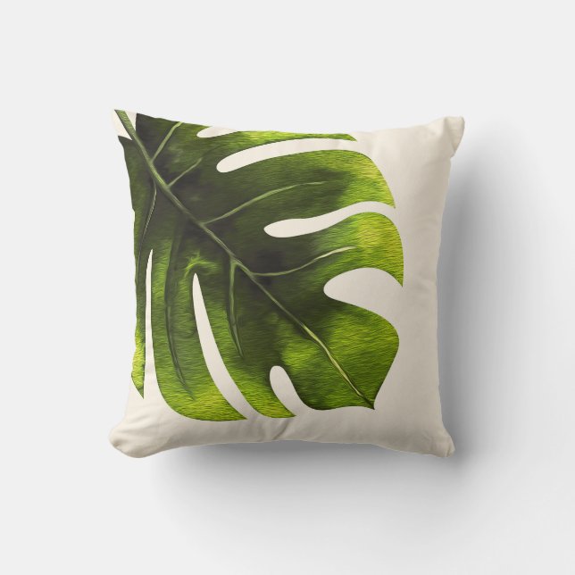 Big Tropical Palm Leaf Sommer Chic Custom Kissen (Vorderseite)