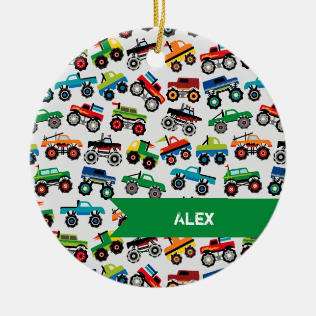 Big Truck Children's Kid Weihnachtsbaum Keramik Ornament (Vorne)