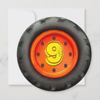 Big Truck Wheel 9. Geburtstagsparty Einladung