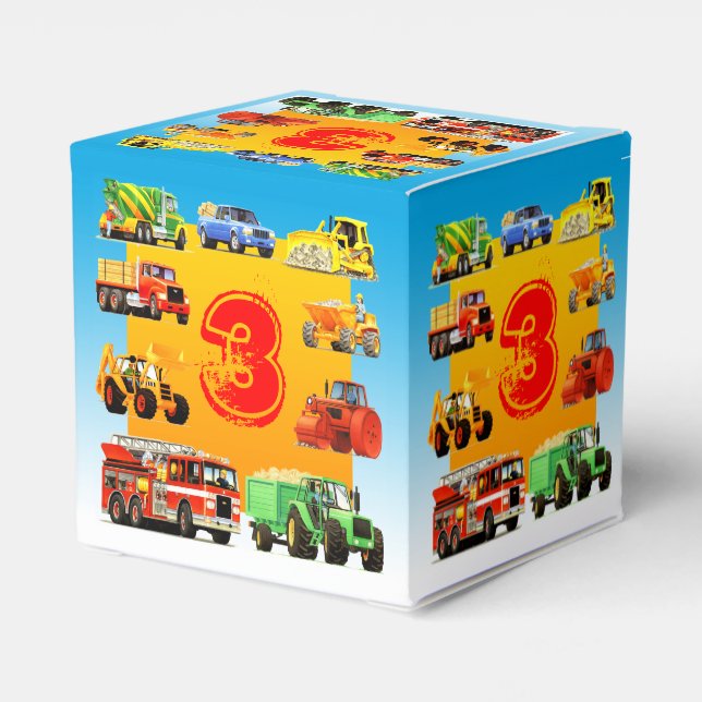 Big Trucks 3. Geburtstag Geschenkschachtel (Rückseite)