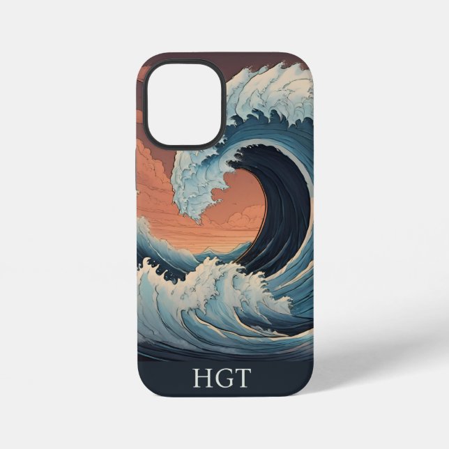 Big Tsunami Wave iPhone 12 Mini Hülle (Rückseite)