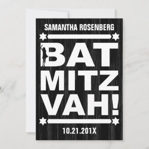 Big Type Bat Mitzvah Einladung in Schwarz