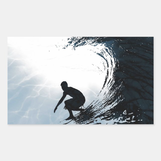 Big Wave Surfer Rechteckiger Aufkleber (Vorderseite)
