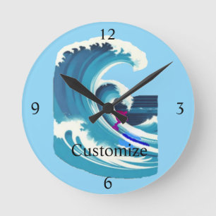 Big Wave Surfer Thunder_Cove Runde Wanduhr