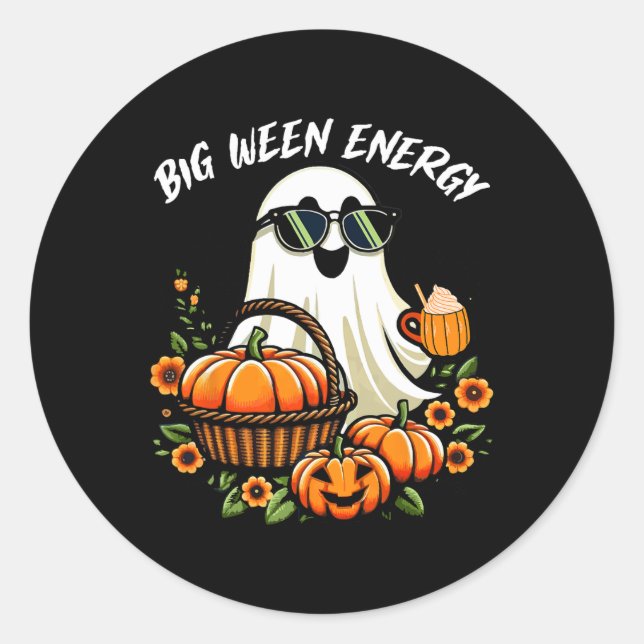 Big Week Energie Funny Ghost Drink Pumpkin Gewürz  Runder Aufkleber (Vorderseite)
