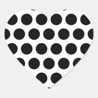Big White and Black Polka Dots Herz-Aufkleber