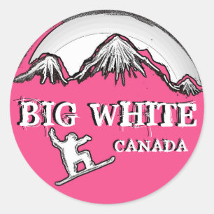 Big White Canada Rosa Snowboarder-Aufkleber Runder Aufkleber