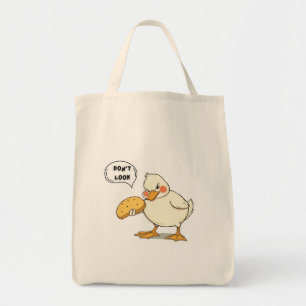 Big White Duckling mit Fett Bauch essen Brot Tragetasche