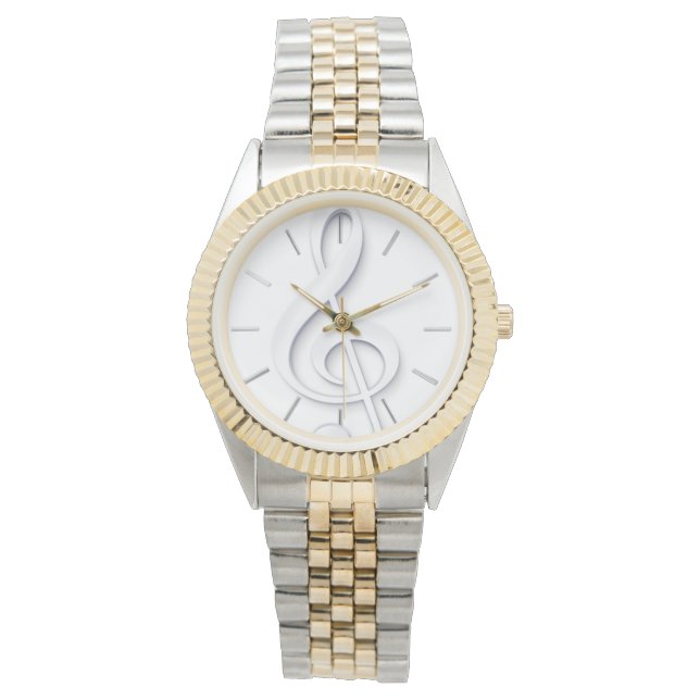 big white music clef armbanduhr (Vorderseite)