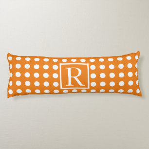 Big White Polka Dots Orange Monogram Initials Nied Seitenschläferkissen