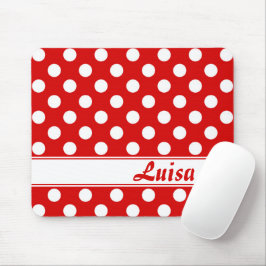 Big White Polka Punkte auf Red Individuelle Name T Mousepad