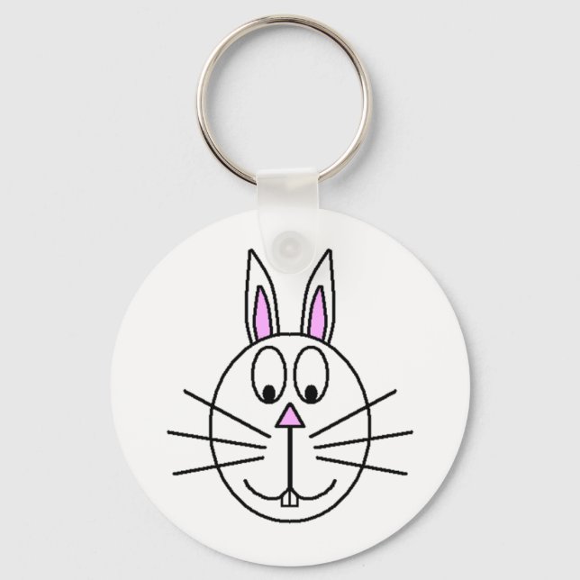 Big White Rabbit Cartoon zeichnend Schlüsselanhänger (Vorderseite)