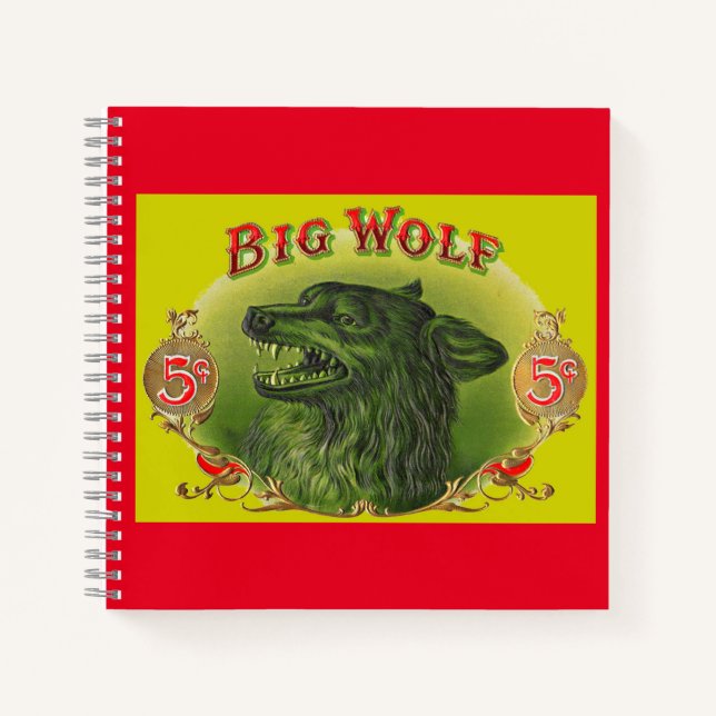 Big Wolf Zigarrenlabel Notizbuch (Vorderseite)