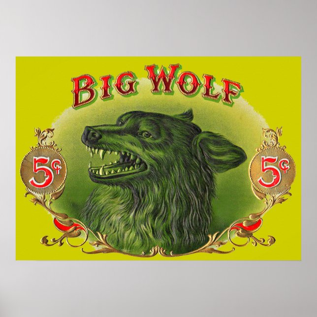 Big Wolf Zigarrenlabel Poster (Vorne)