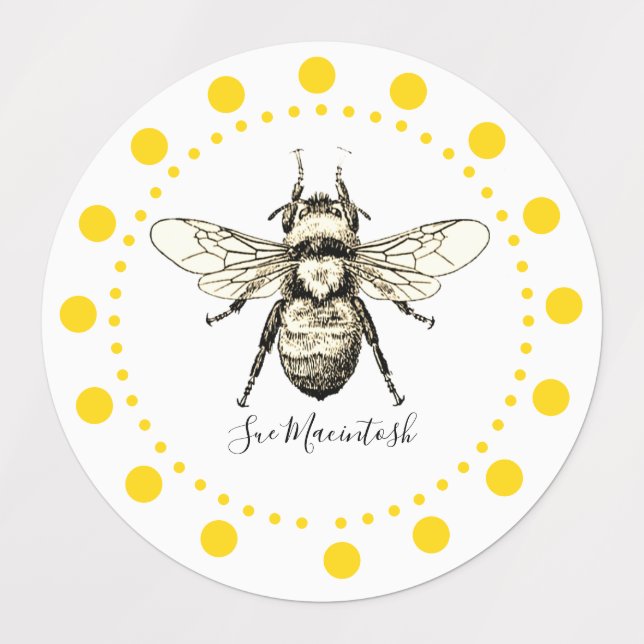Big Yellow Bee Etiketten (Design 1)