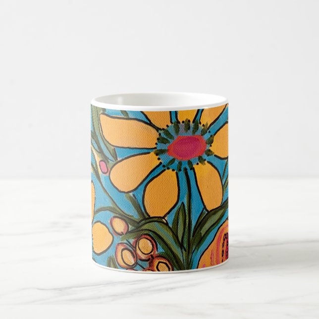 Big Yellow Blooms Bouquet Boho Kaffeetasse (Mittel)