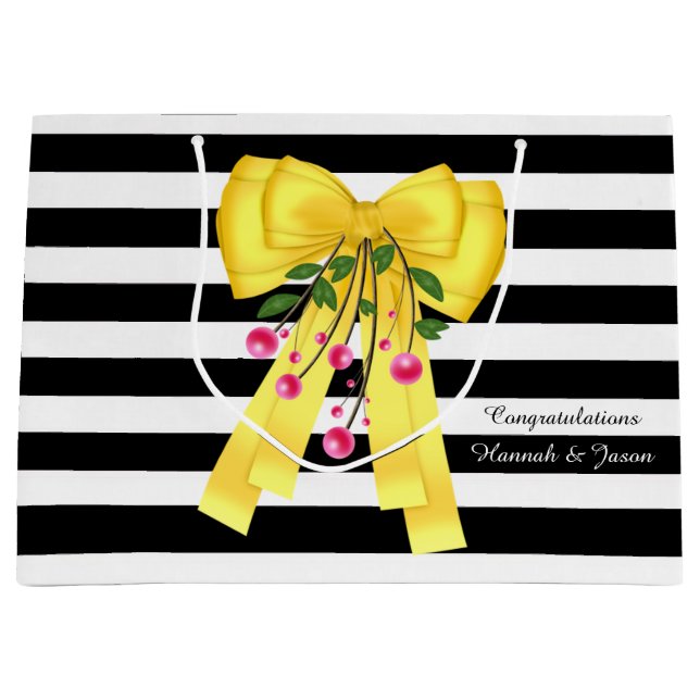 Big Yellow Bow Custom Gift Bag Große Geschenktüte (Vorderseite)