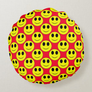 Big Yellow Happy Allover Rundes Kissen