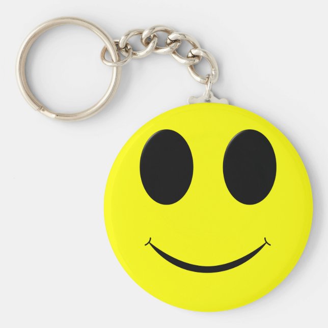 Big Yellow Happy Face Button Schlüsselanhänger (Vorne)