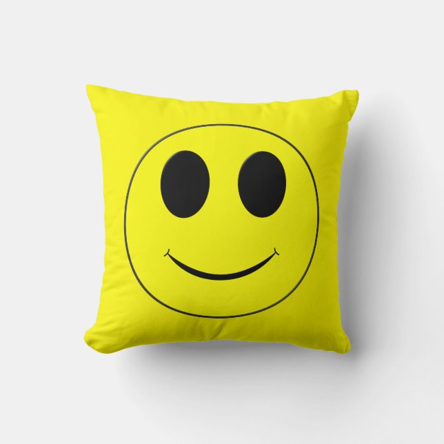 Big Yellow Happy Face Square Throw Kissen (Vorderseite)