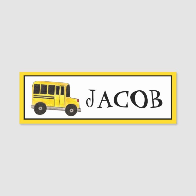 Big Yellow School Buslehrer Bildung Namensschild (Vorderseite)