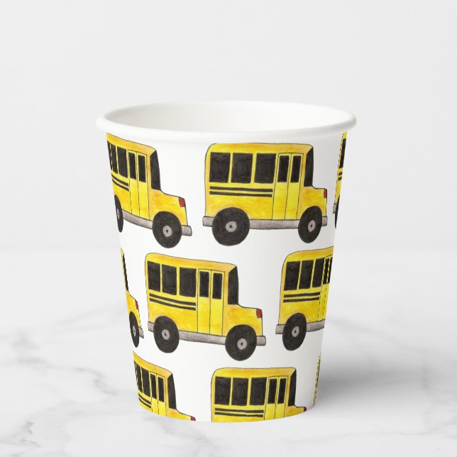 Big Yellow School Buslehrer Bildung Pappbecher (Vorderseite)