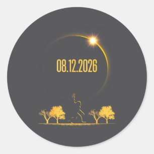 Bigfoot 08.12.26 Totale Sonnenfinsternis 2026 Runder Aufkleber