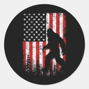 Bigfoot 4. Juli Amerikanische Flagge Patriotisch R Runder Aufkleber