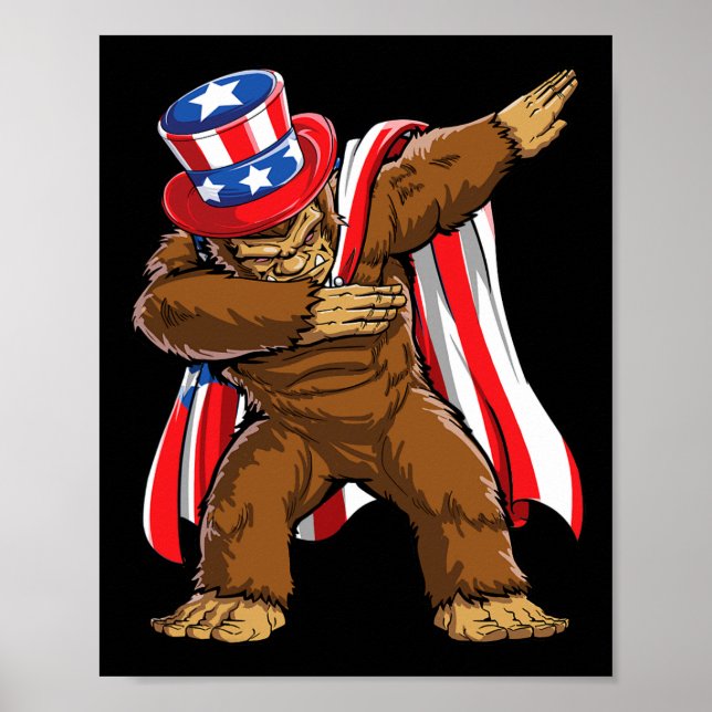 Bigfoot 4. Juli Sasquatch American Flag Poster (Vorne)