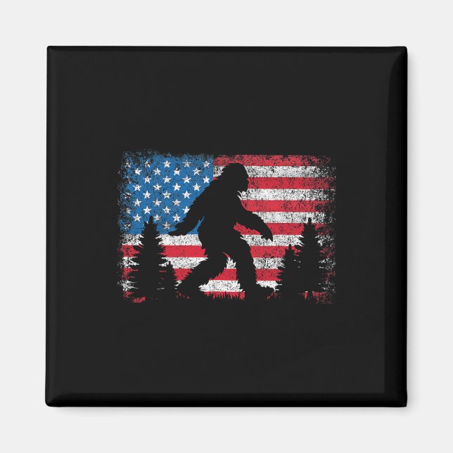 Bigfoot 4. Juli US-Flagge Patriotic Ki Magnet (Vorne)