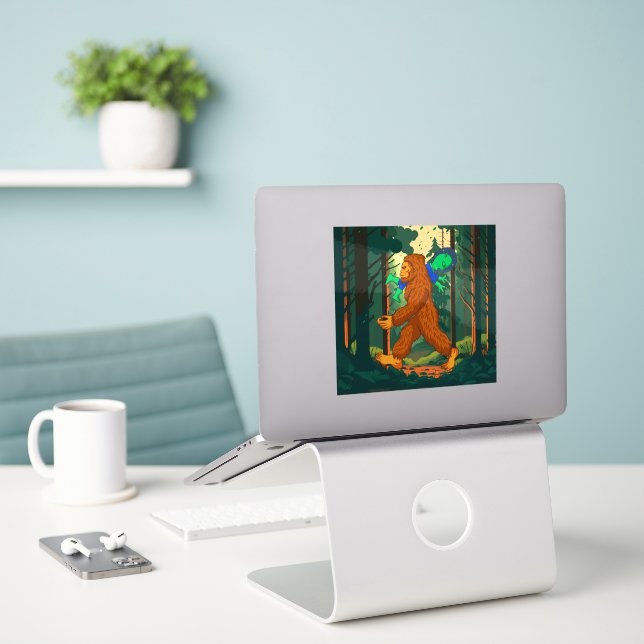 Bigfoot Abduktion einer Alien Funny Aufkleber (Laptop auf Schreibtisch)