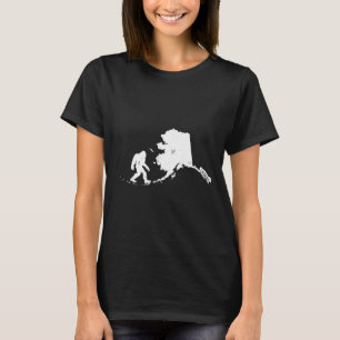 Bigfoot Alaska Staat Karte Sasquatch Männer Frauen T-Shirt