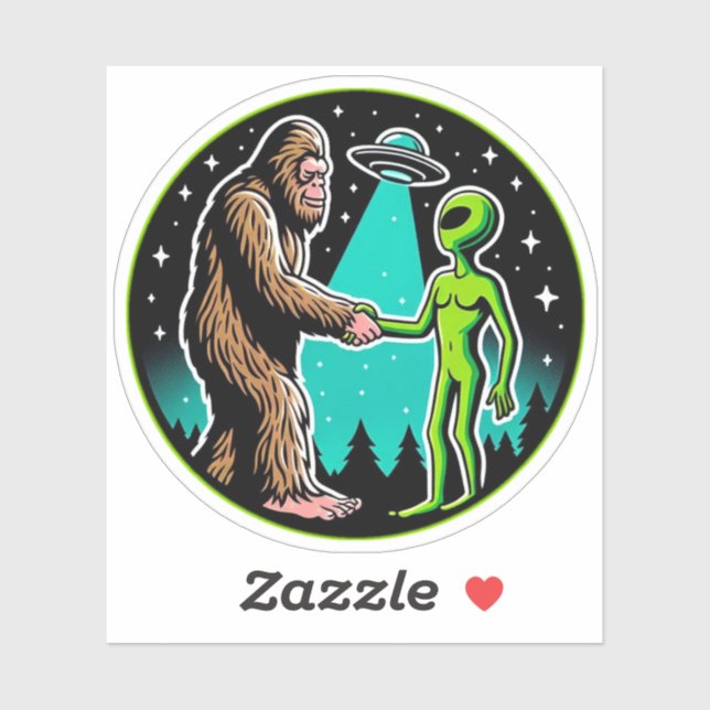 Bigfoot Alien Alliance - Funny Scifi Cryptid Aufkleber (Blatt)