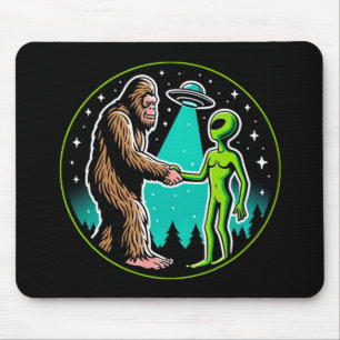 Bigfoot Alien Alliance - Funny Scifi Cryptid Mousepad