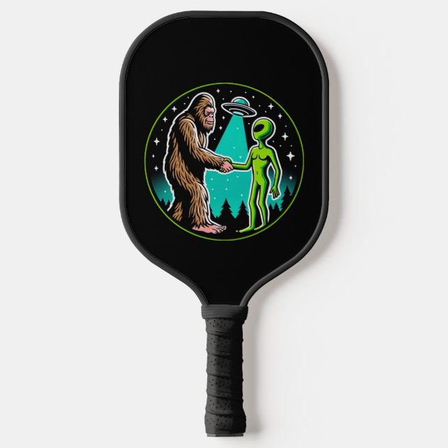 Bigfoot Alien Alliance - Funny Scifi Cryptid Pickleball Schläger (Vorderseite)