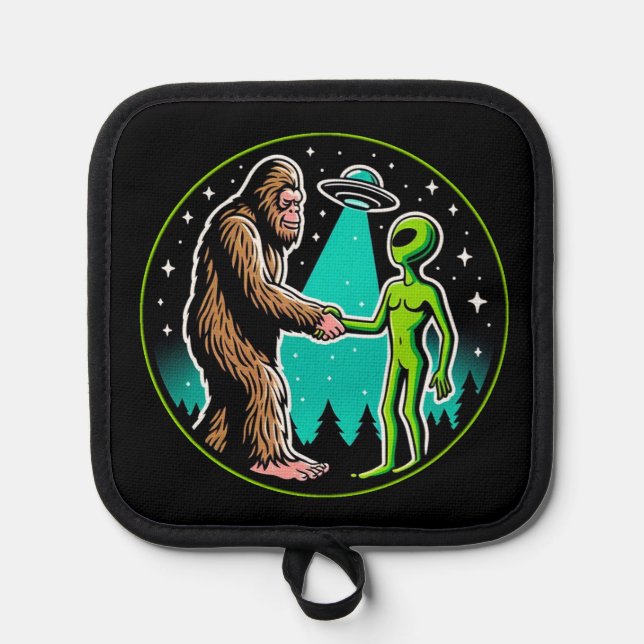 Bigfoot Alien Alliance - Funny Scifi Cryptid Topflappen (Vorderseite)