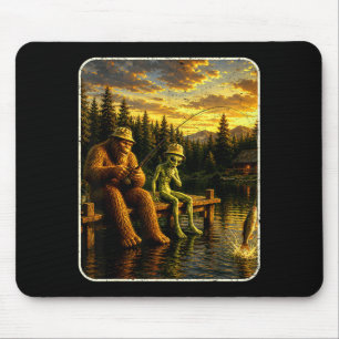 Bigfoot-Alien-Angler lustige Männer Sasquatch-Lieb Mousepad